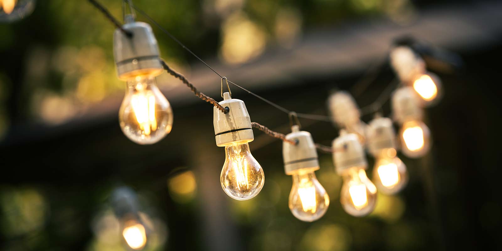 A string of lights hanging outside.